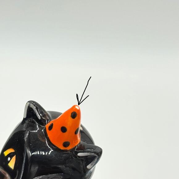 Johanna Parker Black Cat Salt and Pepper Shakers Set Grinning Jack Halloween New - Picture 6 of 7